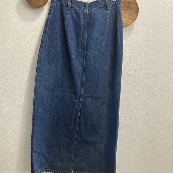 Vintage Bill Blass Medium Wash Denim Button Front Maxi Skirt Americana Classic - Picture 4 of 8